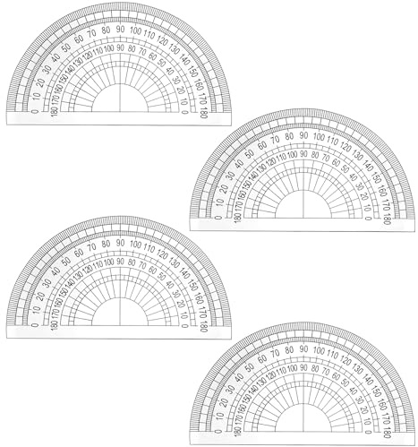 4Pcs Plastic Protractor Clear, 180 Degrees Protractor for School, 4 Transparent Plastic Protractors for Geometry, Angle Measurement, Ideal for Students & Teachers, Math Office