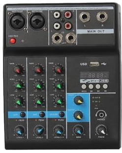 Ljudmixer, 6-kanals mixerkonsol Ljudmixer Utomhuskonferensljud USB Bluetooth-kompatibel Reverb Audio Processor Ljudkort för studiokaraoke(B)
