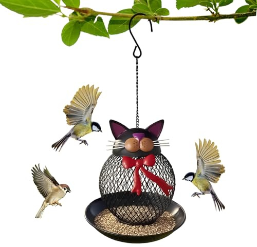 Mangiatoie Per Uccelli Selvatici - Stazione di Alimentazione in Metallo a Prova di Gatto e Scoiattolo,Alimentatore Per Cardellini Da Esterno,Per Fringuelli Merli Azzurri Balcone Terrazzo Cortile Giard