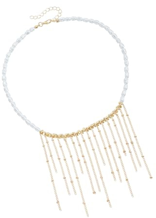 Générique Collier ras du cou superposé avec pampilles de perles oscillantes, longueur réglable pour accessoires de mode nuptiale ou quotidienne Collier ras de cou pour Collier ras de cou en perles