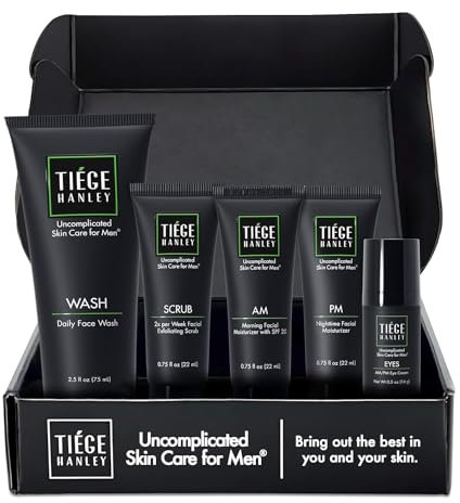 Tiege Hanley Set de cuidado de la piel para hombres, rutina avanzada de cuidado de la piel para hombres (nivel de sistema 2) - Kit de lavado facial para líneas finas