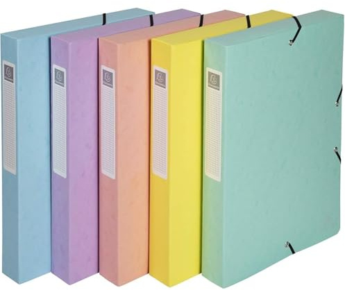 Exacompta - Ref 59560E - Collection Aquarel - Boîte de classement élastiquée - Dimensions 240 x 320 mm, dos de 40 mm, peut contenir environ 400 feuilles - Couleurs pastel (1 article)