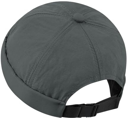 Croogo Adjustable Docker Hat Beanie Thin Nylon Brimless Hats Retro No Visor Cap Cooling Landlord Hat for Men Women,Gray-CT81