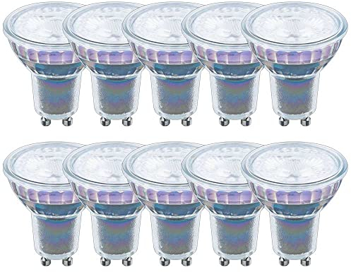 NCC-Licht 10 x LED Leuchtmittel GU10 Glas Reflektor 3,5W 230lm warmweiß 2700K flood 38°, LED GU10 Ersatz für Reflektorlampen 40W