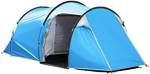 Outsunny 2-3 Person Tunnel Tent with Sewn-in Groundsheet, Air Vents, Rainfly, 2000mm Water Column, Camping Tent with 1 Bedroom, Inbuilt Porch, Living Area for Camping, Hiking, Blue
