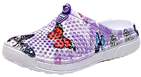 Zoccoli da giardino da donna Scarpe traspiranti Scarpe da bagno Scarpe da spiaggia Scarpe da acqua Calzature Pantofole Scarpe da passeggio Scarpe da viaggio a casa, Viola, 39 EU