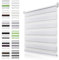 Doppelrollo Klemmfix ohne Bohren Weiß B75 x H110cm(Stoffbreite 70cm) Rollos für Fenster ohne Bohren & mit Bohren Duo Rollo Klemmrollo Zebrarollo Rollo Höhe Stufenlos Verstellbar & Kindersicherung