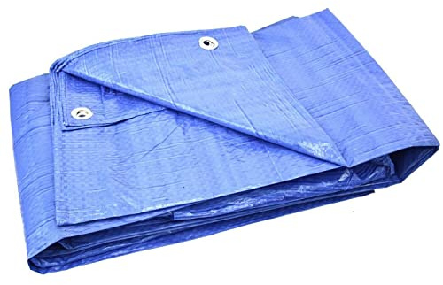 Tarpaulin Regular And Heavy Duty Waterproof Cover Tarp Ground Sheet Multi Sizes Transparent Blue Silver Clear Camo Army (Blue (70GSM), 4 x 6 m)