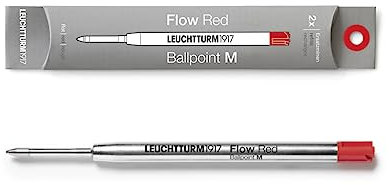 LEUCHTTURM1917 - Kugelschreiberminen im Parker-Stil für Drehgriffel Nr. 1 – dokumentenecht ISO 15727-2 (2er-Pack, mittlere Spitze, Rot)