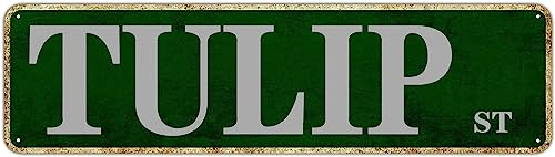 Letrero de tulipán de San Valentín, decoración de tulipán, letrero de calle, decoración de pared para el hogar, granja, bar, cafetería, cueva de hombre, 16 x 4 pulgadas