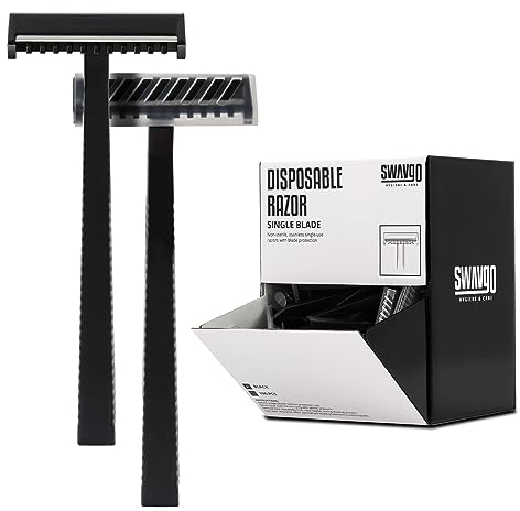 SWAVGO Einmal-Rasierer 1 Klinge 100 Stück/Pack - Einmal Rasierer Einwegrasierer Männer Frauen einklinge einschneidig - für Tattoo Studio, Kosmetikstudio etc. (1 Pack)
