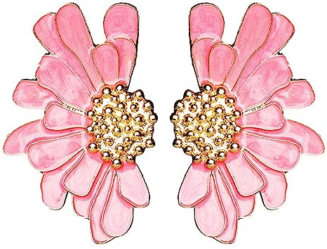 SIXDUTON Boucles d'oreilles en Marguerite Fleur, Boucle Doreille Femme en Style De Fleur Oreille pour Robe d'été Boucles Doreille Bijoux Décoration Cadeau (Rose)