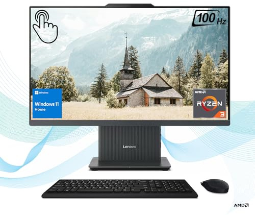 Lenovo IdeaCentre Business All-in-One, 23.8 FHD Touchscreen 100Hz, AMD Processor, 16GB DDR5 RAM, 512GB SSD, Wireless Charging Base, Wireless KB & Mouse, HDMI, Wi-Fi 6, Windows 11 Home
