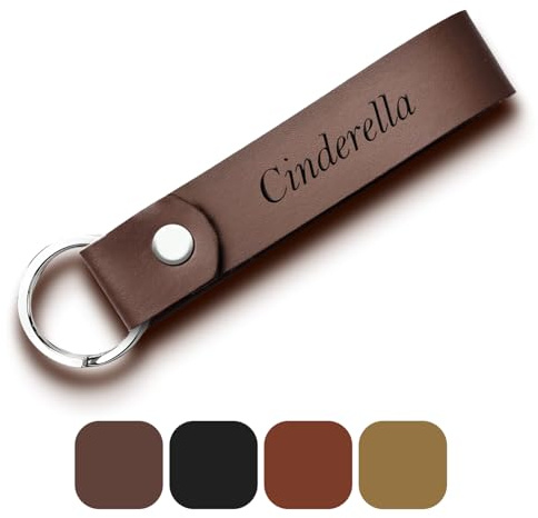 Personalised Keyring Pure Cowhide Leather Key Chains with Initials, Made in UK - Car Accessories for Men, Father's day, Birthday Presents & More
