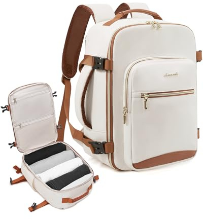 LOVEVOOK Handgepäck Rucksack 40x30x20 Ryanair, Klein Handgepäck Tasche Reiserucksack Flugzeug, Carry On Hand Luggage Travel Backpack für 13,3 Zoll Laptop, Reisetasche Cabin Bag Eurowings Wizz Beige
