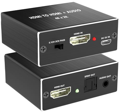 Extractor de audio HDMI, divisor de audio 4K x 2K, entrada HD MI a HDMI + digital óptico + salida estéreo de 3.5 mm, compatible con PS5/PS4/PS3/Blu-ray/HDTV