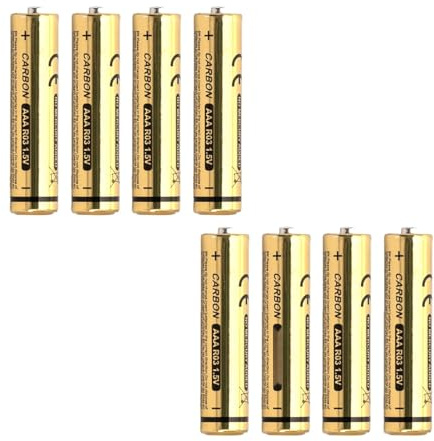 Pila de Carbono-Zinc R03 (AAA) 1,5 V, Paquete de 8 Unidades, Ideal para Dispositivos electrónicos y Juguetes.