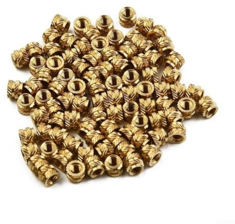 Paquete de 100 tuercas roscadas de latón con diseño moleteado y autorroscado compatible con aplicaciones de plástico M3 (M3 x 6 x 5)