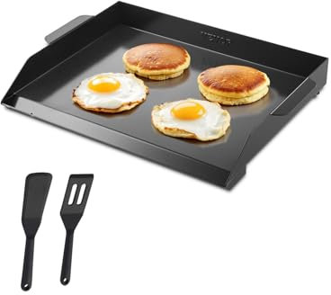 VEVOR Piastra in Acciaio al Carbonio, Piastra Rettangolare Universale da 502 x 370 mm, Piastra a Gas per Teppanyaki, Pentole Portatili con Manico, per Campeggio Festa Eventi da Esterno, Nero