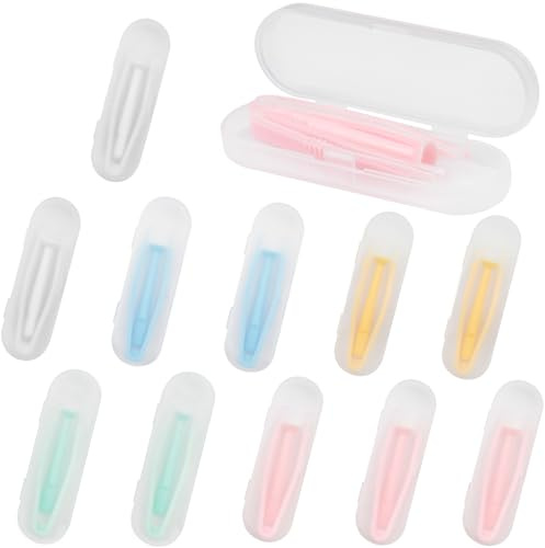 Portable Colorful Contact Lens Applicator & Remover Tool Set – Soft-Tip Tweezer Kit with Case for Hard & Soft Lenses(12 Pack)