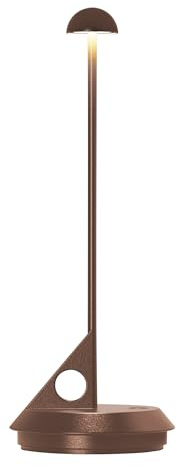 Lampada da tavolo senza fili minimalista in alluminio corten LED bianco caldo dimmerabile LUME CORTEN H29 cm
