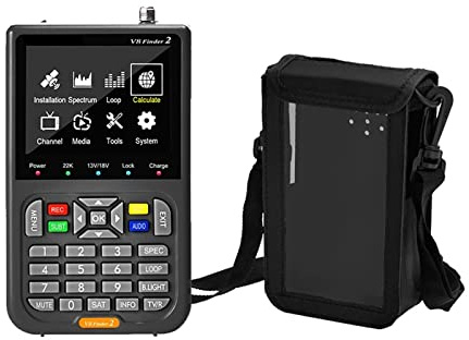 Satellitsignalsökare, V8 Finder 2 Digital Satellite Finder DVB-S2X 1080P HD-mottagare TV-signalmottagare sat-dekoder + väska(Finder 2 With Bag)