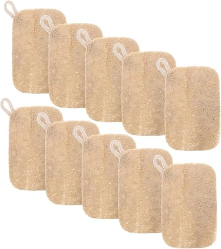Esponjas de Cocina de Luffa Natural,Estropajo ecologico,Estropajo Fibra de Coco,aecuado para Lavar Platos, Eliminar Manchas y Limpiar Suavemente encimeras de Cocina y vajilla 10 pcs