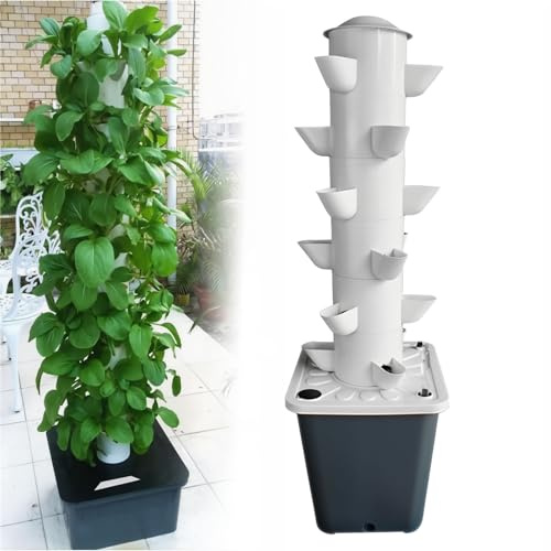 Sistema di Coltivazione Idroponica da Giardino, Kit di Coltivazione a Torre Idroponica, Sistema Idroponico Verticale con Pompa dell'Acqua per Frutta Verdura Ed Erbe 30 Holes