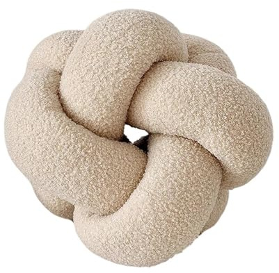 WENYAZIGUO cojín con Nudos, Almohada Anudada Tejida a Mano Multicolor 30cm(Beige)