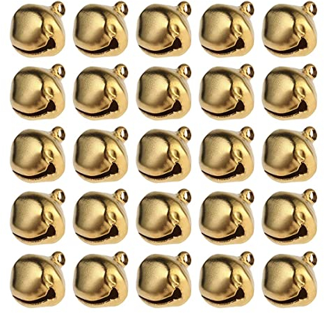 Klein Glöckchen Weihnachten Hochzeit Dekoration Glöckchen Schellen Weihnachtsbaum Anhänger 100 Stücke 12mm (golden)