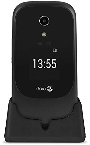 Doro 7060 SIM-Free 4G Mobile Phone for Seniors with GPS Localisation, Audio Boost and Charging Cradle Included (Black/White)
