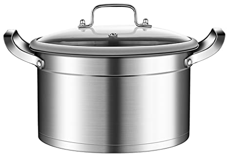 GLJAN Pentole bagnomaria Pentola da zuppa con griglia per la Cottura a Vapore Pentole in Acciaio Inossidabile per Cucinare cibi per induzione elettrica a Gas Lavabile in lavastoviglie