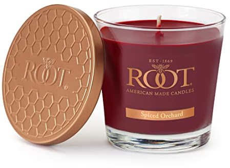 Root Candles Fall Scented Candles Honeycomb Veriglass Premium Handcrafted Beeswax Blend Candle, Small, Spiced Orchard