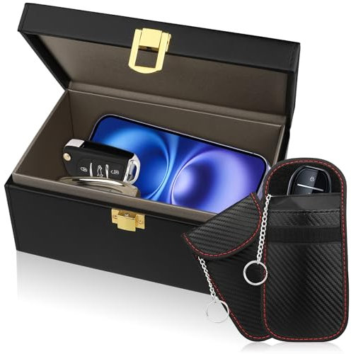 Diyife Large Car Key Signal Blocker Box, [Plus 2 Pack Faraday Pouch] Large Capacity Faraday Box for Car Keys and Phones, Anti-Theft Key Fob Protector RFID Signal Blocking