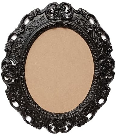 LIGUORO SHOP Cornice Ovale In Stile Barocco Veneziano Finto Vintage Shabby Chic cm 45x39 Per Foto Poster Stampe (Nero)