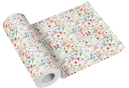 Paw - Chemin de Table - Airlaid (40 cm x 24 m) I Décoration de Table pour Communion, Confirmation, Mariage, Anniversaire, Fête de Jardin, Baptême I Chemin de Table Effet Tissu I Fleurs Aquarelles