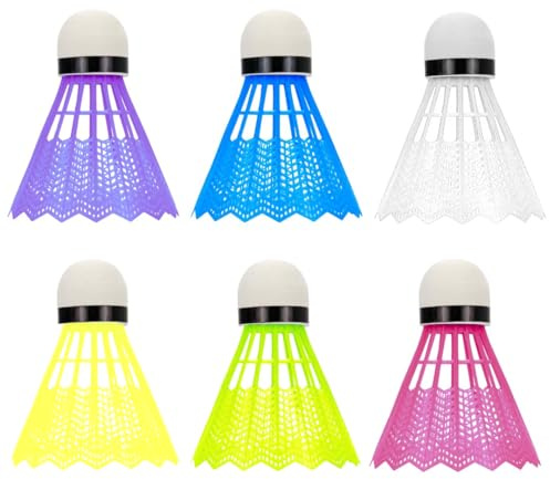 Navoys Pack of 6 Shuttlecocks - Coloured Badminton Shuttlecocks, Fun Garden Game for Kids and Adults, Lightweight Nylon and Plastic Shuttle Cocks, For Indoor and Outdoor Badminton