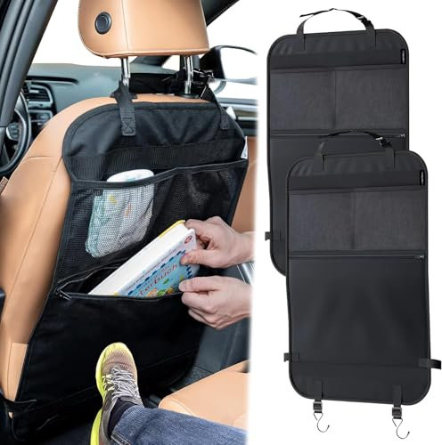 LANAFAY 2PCS Rückenlehnenschutz, Autositz Organizer, Rücksitzschoner, Auto Organizer Kinder, Sitzschoner Auto Rückenlehne, schmutzabweisend wasserabweisend pflegeleicht