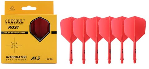 CUESOUL Rost Eje y Plumas para Dardos Integrados,Color Puro,Forma Delgada/Pera/ala Grande,Juego de 6 uds.