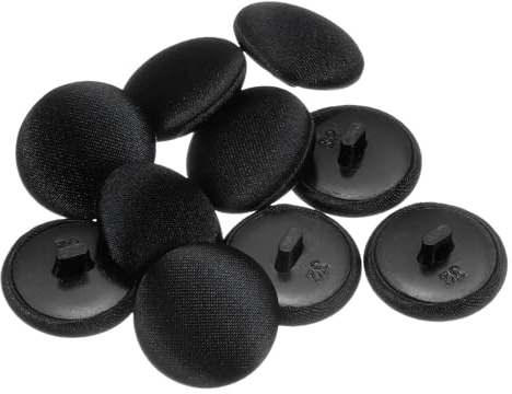 sourcing map 10pcs 32L Fabric Cloth Covered Button 20mm Round Plastic Sewing Buttons for Suits Dress Blouses, Black