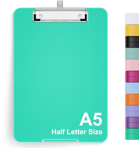 Hongri A5 Clipboard with Storage, Metal Retractable Pen Holder, 6 x 9'' Nursing Plastic Foldable Clip Board, Office Supplies, School Supplies, Menu Box for Work, Green