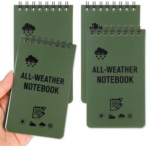 Paquete de 4 cuadernos impermeables, bloc de notas de 7.6 x 12.7 cm, bloc de notas de policía para todo tipo de clima, mini cuadernos múltiples con páginas a rayas, mini bloc de notas en espiral, 50