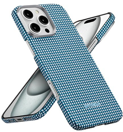 pitaka Ultradünne Hülle für iPhone 16 Pro aus Aramidfaser in Luftfahrtqualität Ultraleichte Handyhülle Kompatibel mit Magsafe Magnetische Schutzhülle mit Kameraschutz Ozean