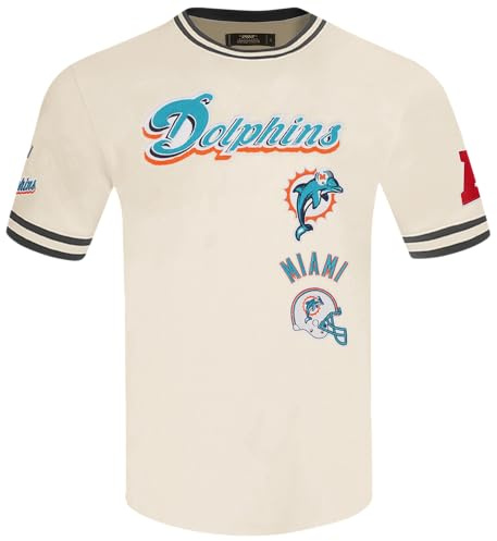 Pro Standard Mens NFL Miami Dolphins Retro Classics Short Sleeve Tee Eggshell/Black L