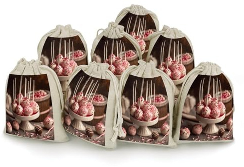 ADFGYERH Bolsas apilables para tartas con cordón reutilizables, bolsas de joyería de 4.9 x 6.7 pulgadas, juego de 8, bolsas de regalo para fiestas, bodas, almacenamiento y suministros para el hogar