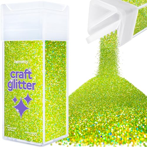 Hemway Craft Glitter Shaker Lime Green Holographic 130g Microfine | for Resin & Epoxy Crafts, Christmas Art Supplies, Nail, Body, Face, Eye, Festival, Crafting, Slime, Sparkle