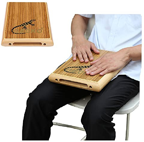 GECKO Travel Cajon, Zebra Wood Percussion Instrument with Internal Guitar Strings, Compact Size, Portable