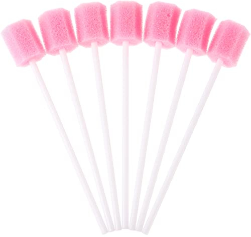 Healvian 100pcs Oral Care Sponge Swab Disposable Mouth Swab Tooth Cleaning Tool Dental Care Kit (Pink)