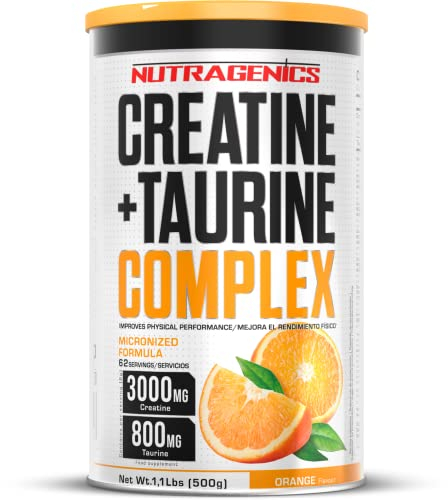 Creatin Monohydrat Pulver - 500 g - Creatine Monohydrate - CREATINE + TAURINE - Creatin Pulver - Creatine Monohydrate Pulver - Creatin Monohydrat - Kreatin Monohydrat - Kreatin Pulver (Orange)