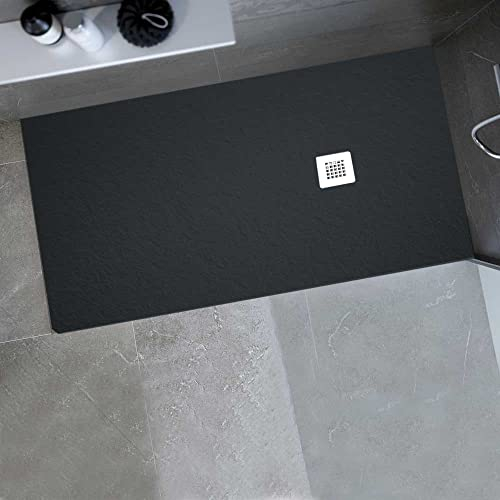 Gresinex® - Plato de Ducha en Resina y Cargas Minerales Aligeradas- Grafito Ral 7016 - NUEVA TEXTURA PIZARRA - Antideslizante Grado 3 - (70X90)